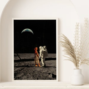 You Got Me in love, Vintage art, Surrealism, Retro Art, Sci-Fi, Cosmic Collage, Cosmic Art, Space Art, Art Print.