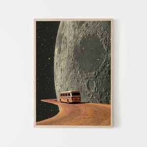 Moon Adventure, Vintage art, Surrealism, Retro Art, Sci-Fi, Cosmic Collage, Cosmic Art, Space Art, Art Print.