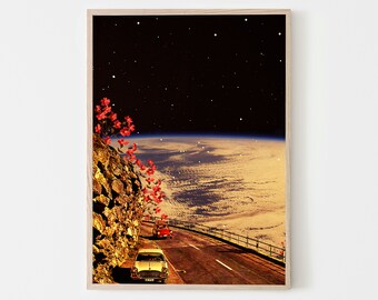 Grateful Moment, ,Vintage art, Surrealism, Retro Art, Sci-Fi, Cosmic Collage, Cosmic Art, Space Art, Art Print.