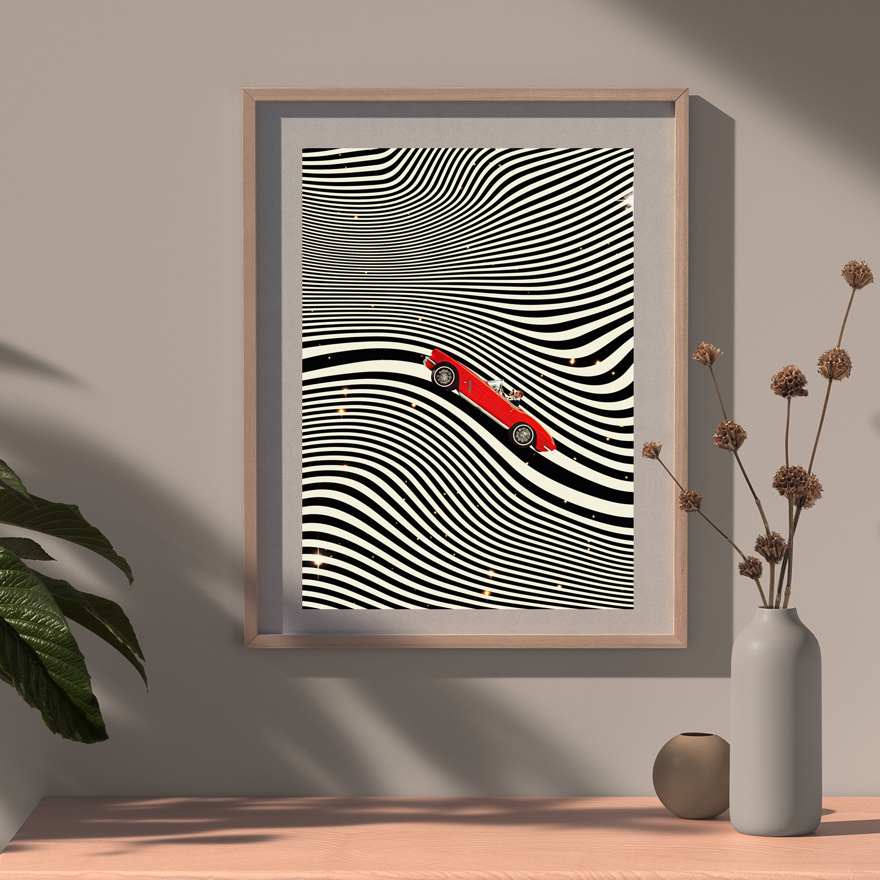 Hills, Optical Illusion, Line Art, Vintage Art, Surrealism