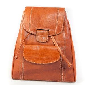 Small real leather backpack