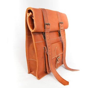 Vintage leather rolltop backpack