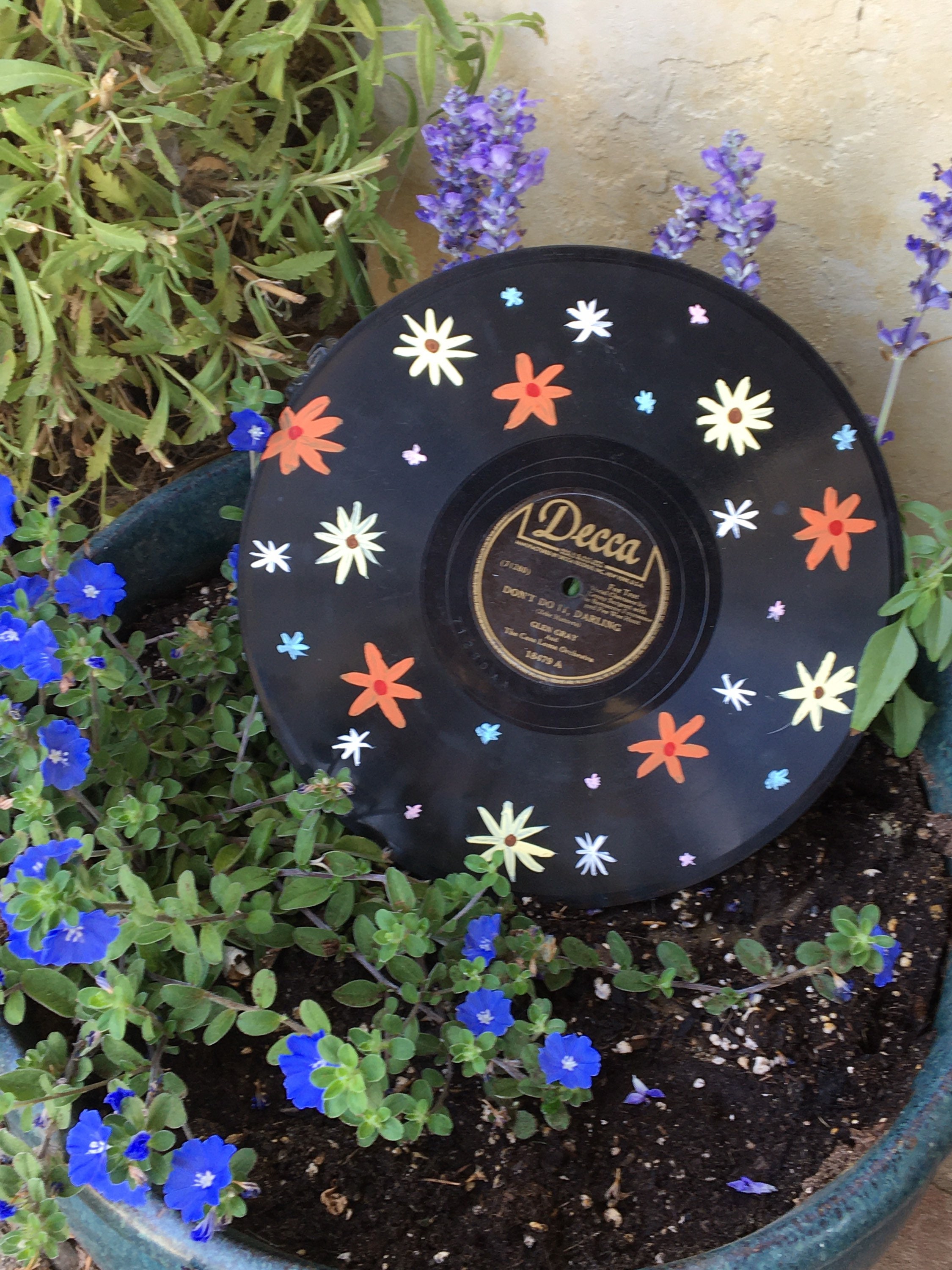 Flower hand painted record vinyl Etsy