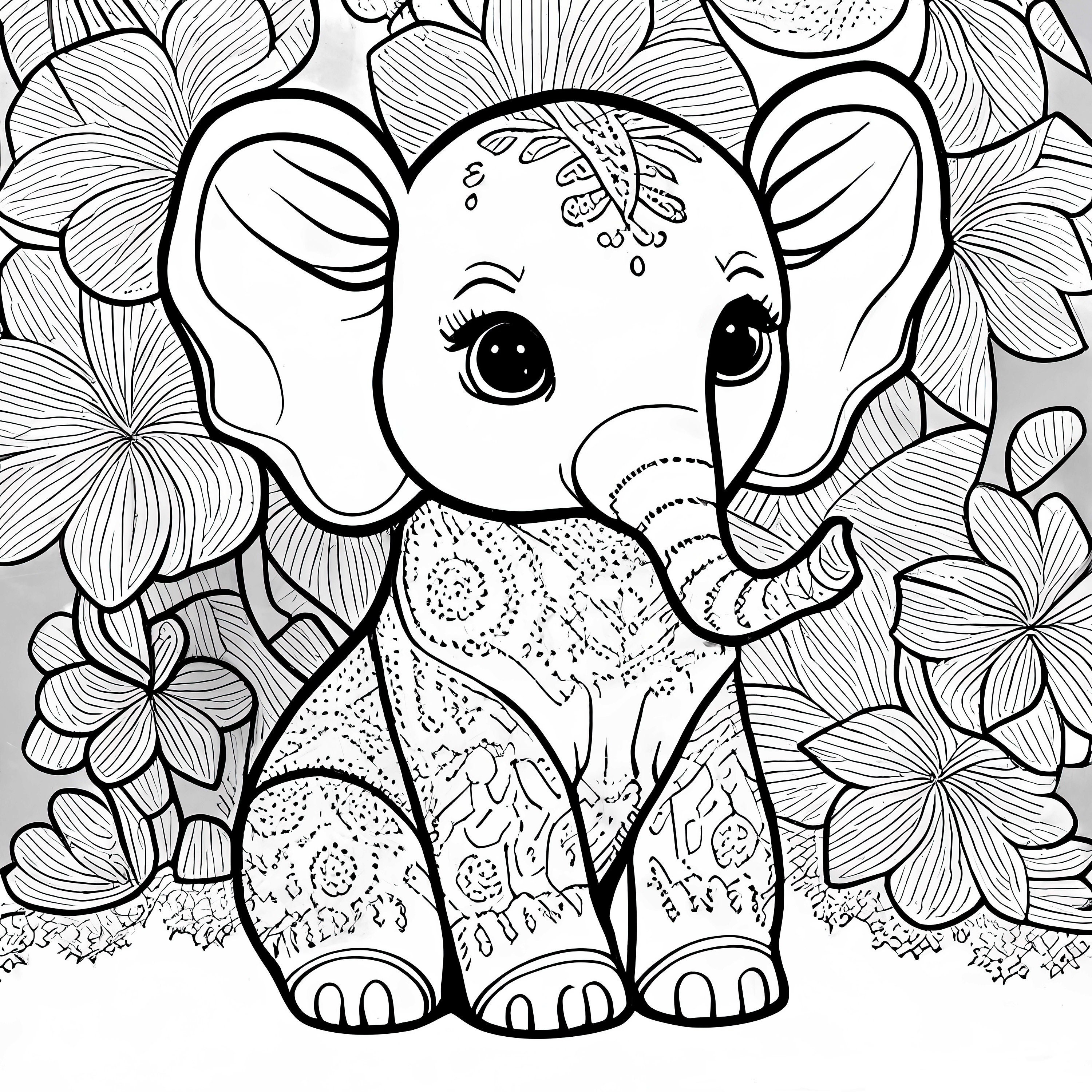 elephant colouring pages