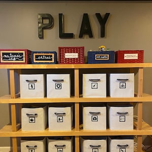 Toy Iron On Labels -  You supply the bins, Get what you need! Labels are 3 inch by 3 inch each.