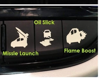 Car Blank Button Sticker Funny Ejector Seat Invisibility Oil Slick Smoke Screen