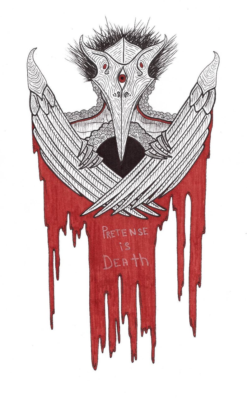 Raven crow blood drawing ink pen inkdrawing artwork Etsy