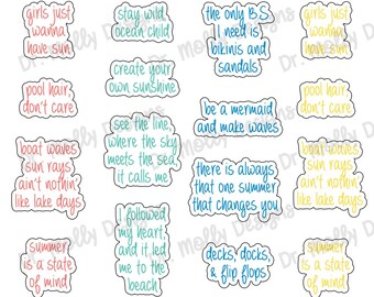 Sommer Zitate | Ausdruckbare Planner Sticker | Spruch Sticker | Herunterladbare Planner Sticker | Sommer Planer Sticker | Urlaubsplan
