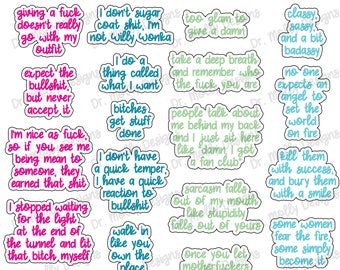 Savage Quotes | Printable Planner Stickers | Printable Quote Stickers | Downloadable Planner Stickers | Sassy Planner Stickers | Fun Quotes