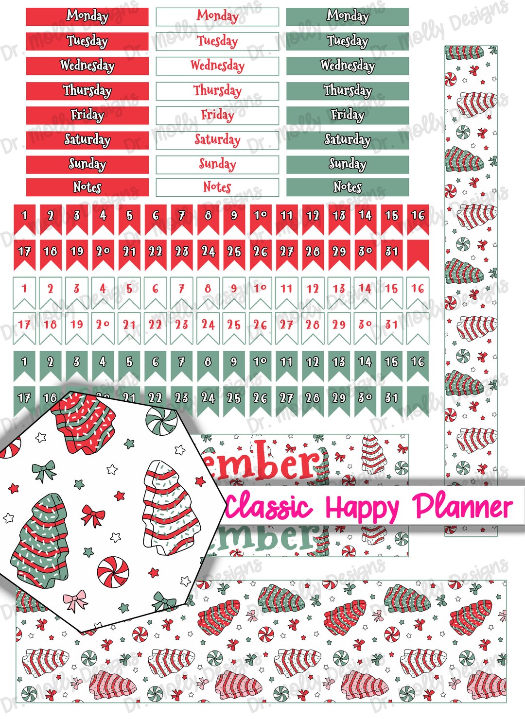 Christmas Tree Cakes | MONTHLY Classic Happy Planner Printable Stickers ...