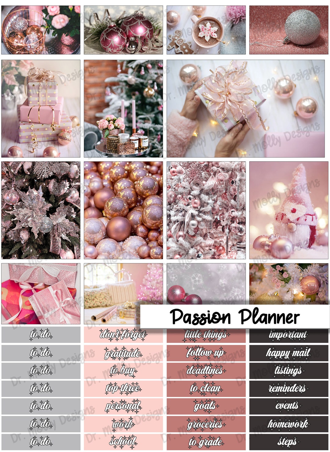 Glam Christmas | Passion Planner Printable Weekly Planner Stickers ...