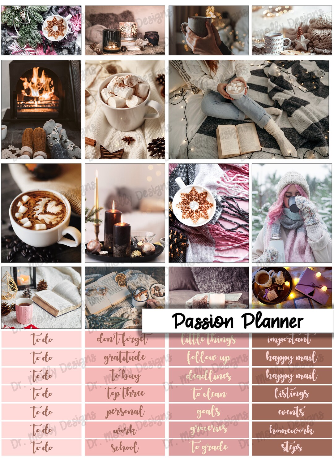 Cozy Cocoa | Passion Planner Printable Weekly Planner Stickers | Winter ...