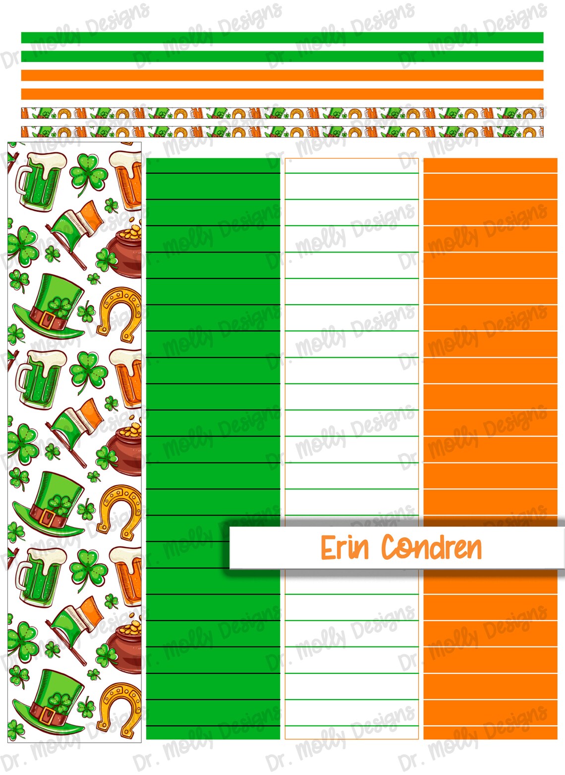 St Pats | MONTHLY Erin Condren | Printable Planner Stickers | Month ...