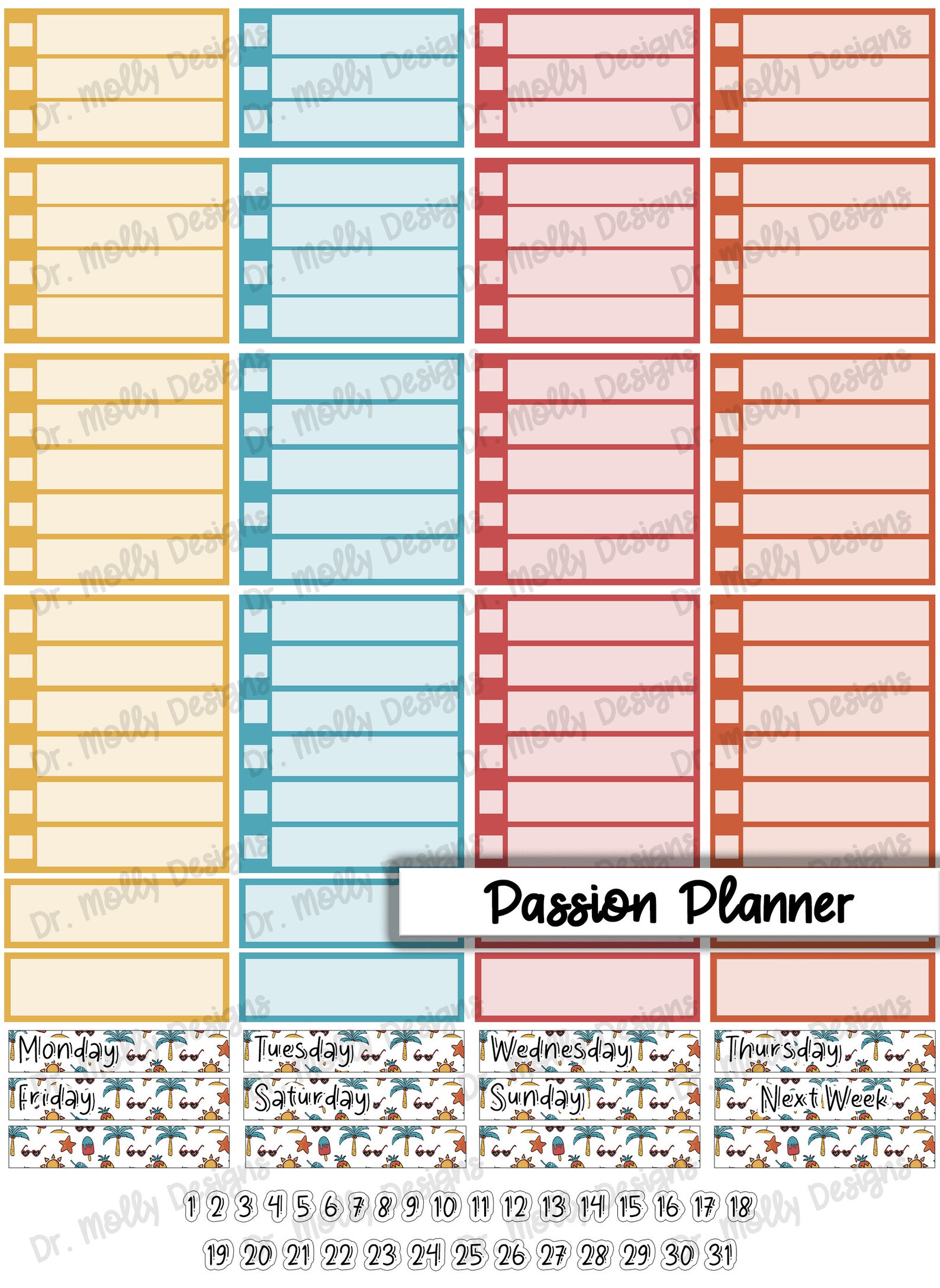 Summer Fun Passion Planner Printable Passion Planner Etsy