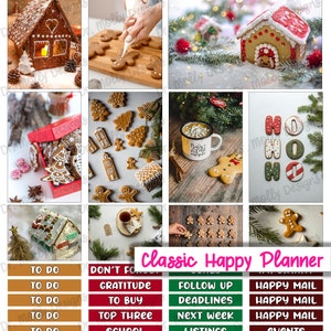 Gingerbread Printable Weekly Planner Stickers | Printable Happy Planner Stickers | Christmas HP Weekly Kit | Christmas HP Weekly Layout