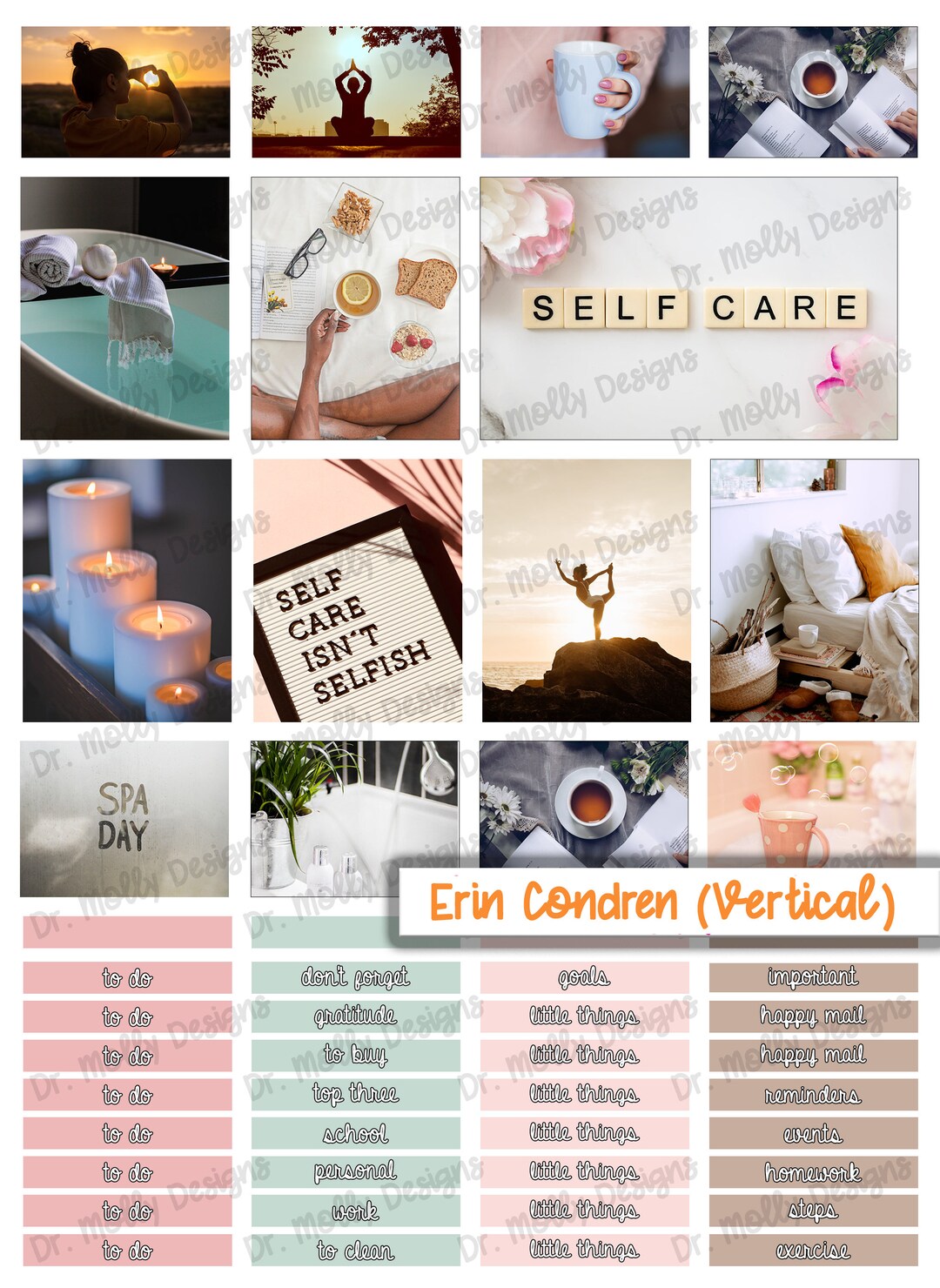 Self Care | Erin Condren Vertical Planner | Printable Erin Condren ...
