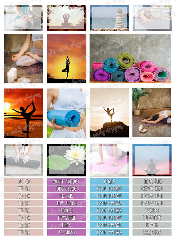 yoga printable weekly planner stickers printable happy etsy