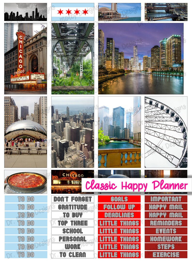 Chicago Printable Weekly Planner Stickers Printable Happy Etsy