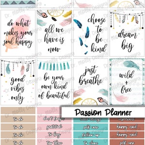 Boho Quotes | Passion Planner Printable Passion Planner Weekly Sticker Kit | Aesthetic Printable PP Stickers | Stickers for Passion Planner