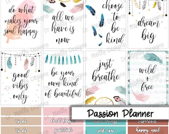 Boho Quotes | Passion Planner Printable Passion Planner Weekly Sticker Kit | Aesthetic Printable PP Stickers | Stickers for Passion Planner
