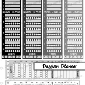 Grayscale Sidebars Passion Planner Printable Planner Stickers Passion ...