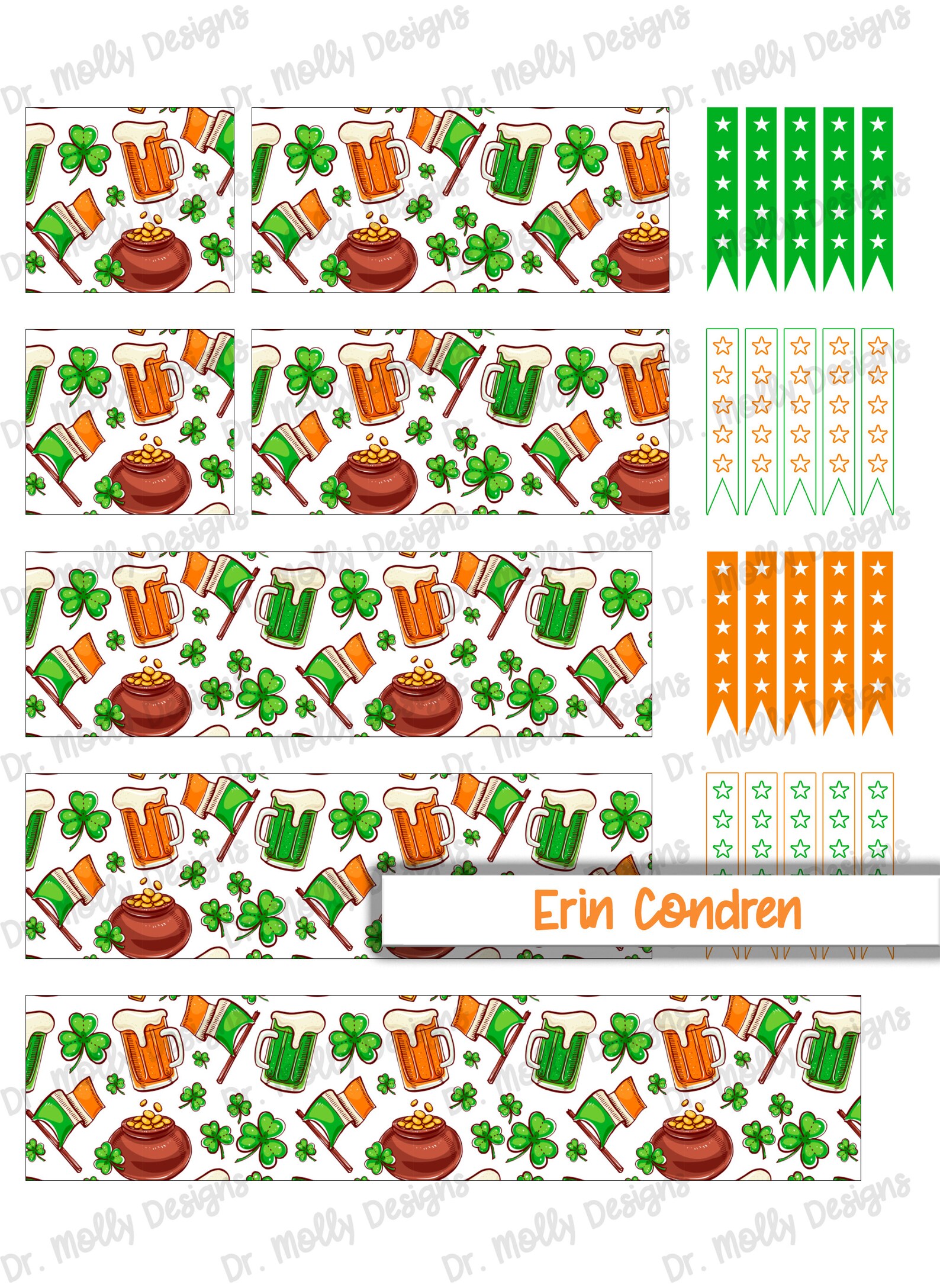 St Pats | MONTHLY Erin Condren | Printable Planner Stickers | Month ...