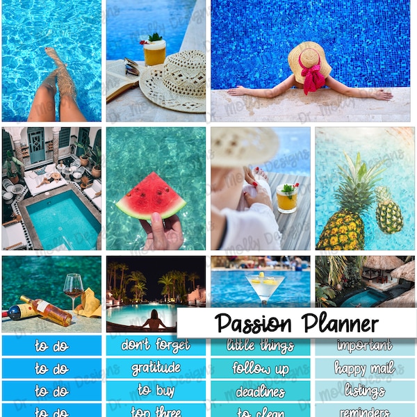 Pool Day | Passion Planner Printable Weekly Planner Stickers | Summer Weekly Planner Sticker Kit | Printable Sticker Layout for Passion Plan