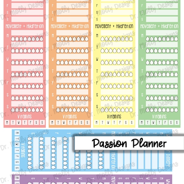 Pastel Sidebars | Passion Planner Printable Planner Stickers | Passion Planner Tracker Sticker | Sidebar Stickers for Passion Planners