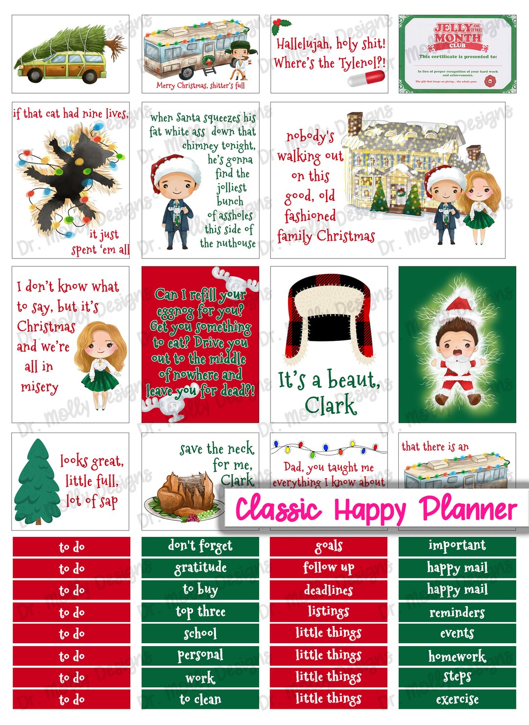 Family Christmas | Printable Weekly Planner Stickers | Printable Happy ...
