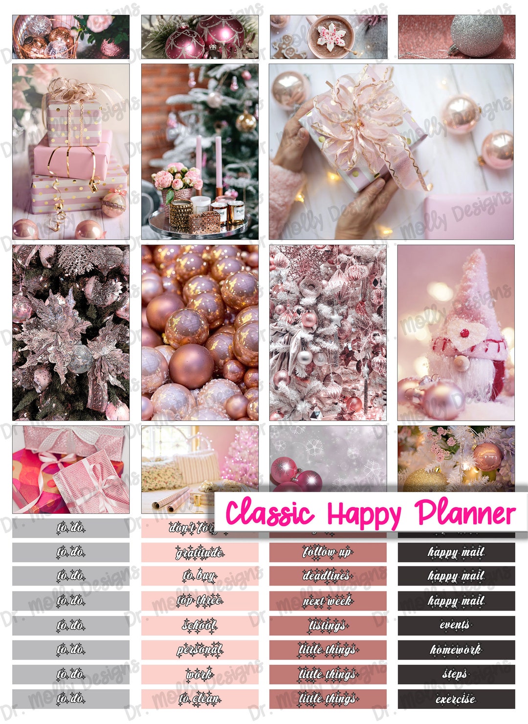 Glam Christmas | Printable Weekly Planner Stickers | Printable Happy ...