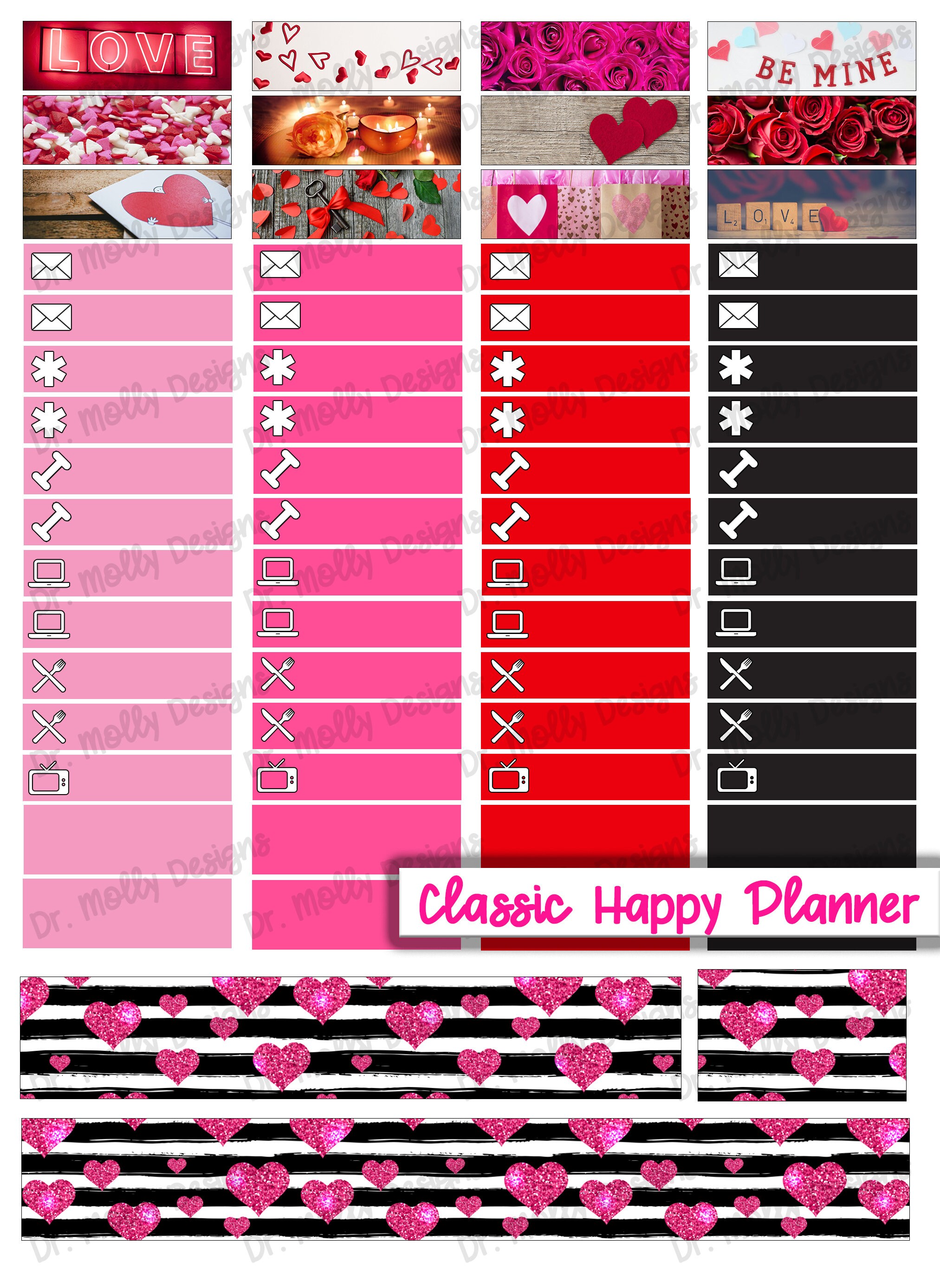 Valentine's Day | Printable Weekly Planner Stickers | Printable Happy ...