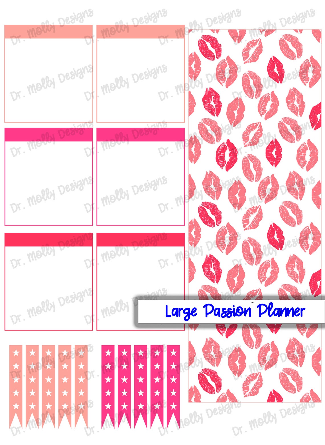 Kisses LARGE MONTHLY Passion Planner Printable Planner Etsy