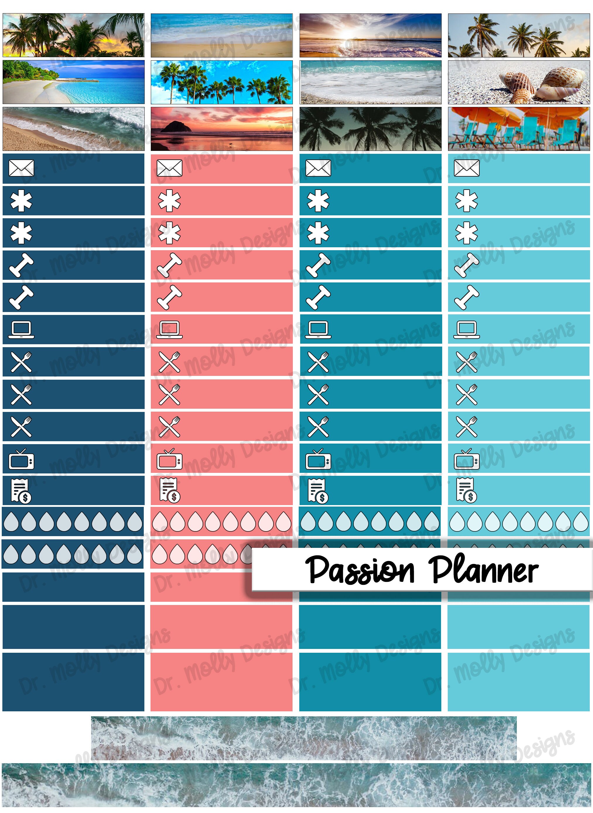 Beach Vibes | Passion Planner Printable Weekly Planner Stickers | Beach ...