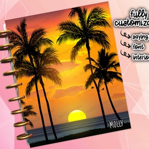 Summer Sunset | HP Cover | Fully Customizable | Classic | Skinny | Mini | Happy Planner Dashboard | Palm Tree | Beach | Island | Vacation