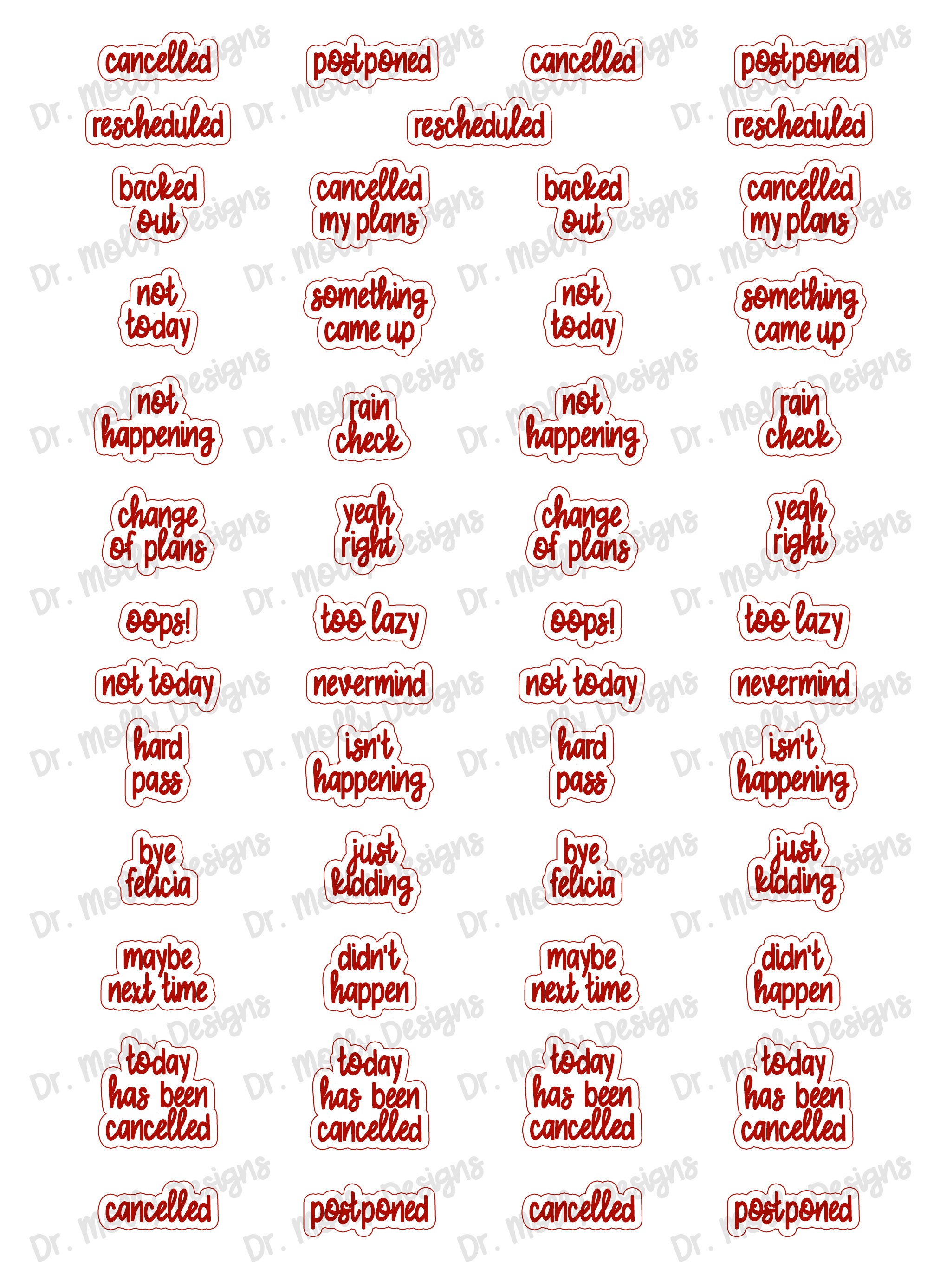 Canceled Script Cancelled - Script | Printable Planner Stickers | Printable Quote ...