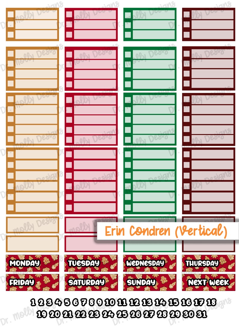 Gingerbread Erin Condren Vertical Planner Printable Erin - Etsy