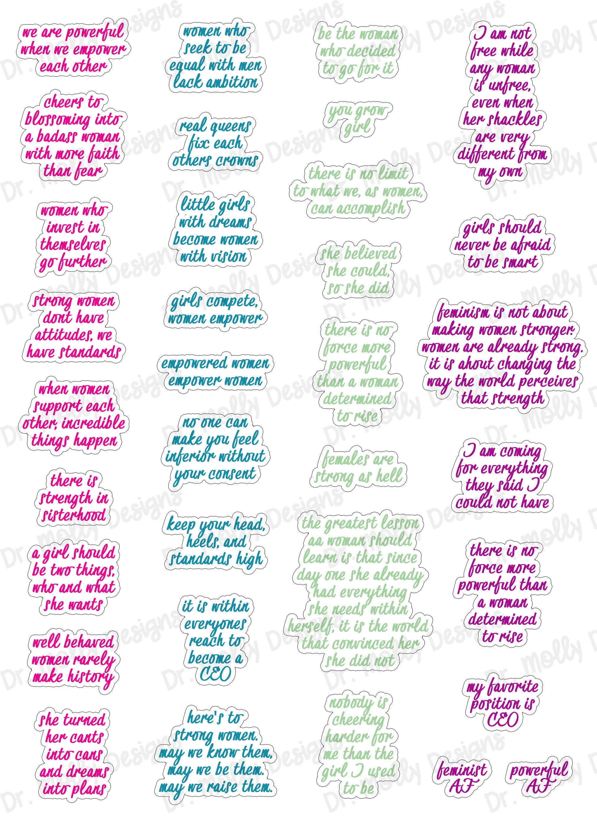 Women Empowerment Quotes Printable Planner Stickers | Etsy