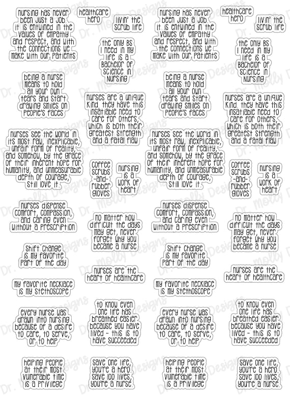 Nursing Quotes | Printable Planner Stickers | Nursing Planner Stickers | Healthcare Planner Quote Stickers | Nurse Planner Sticker | Health