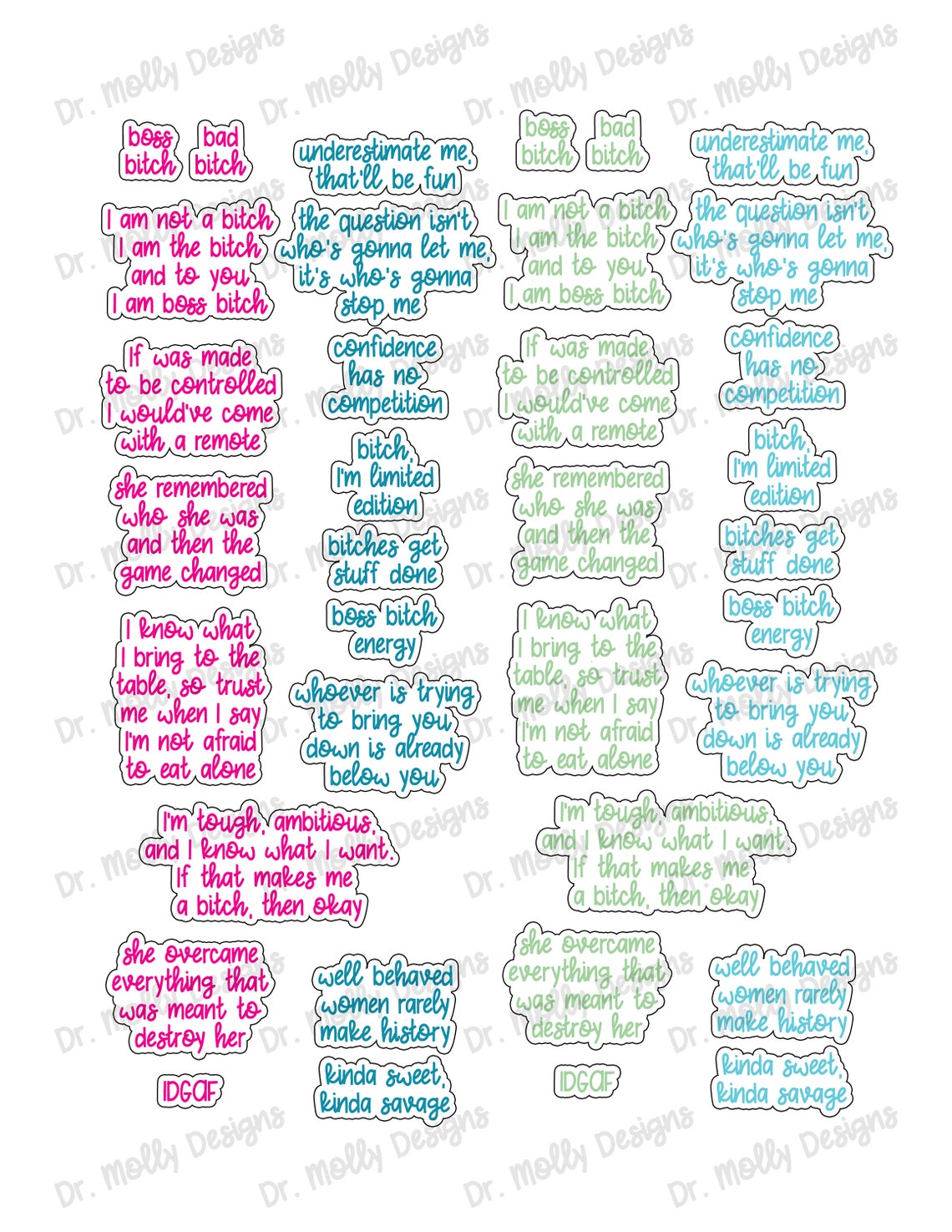 Boss Bh Quotes Printable Planner Quote Stickers - Etsy