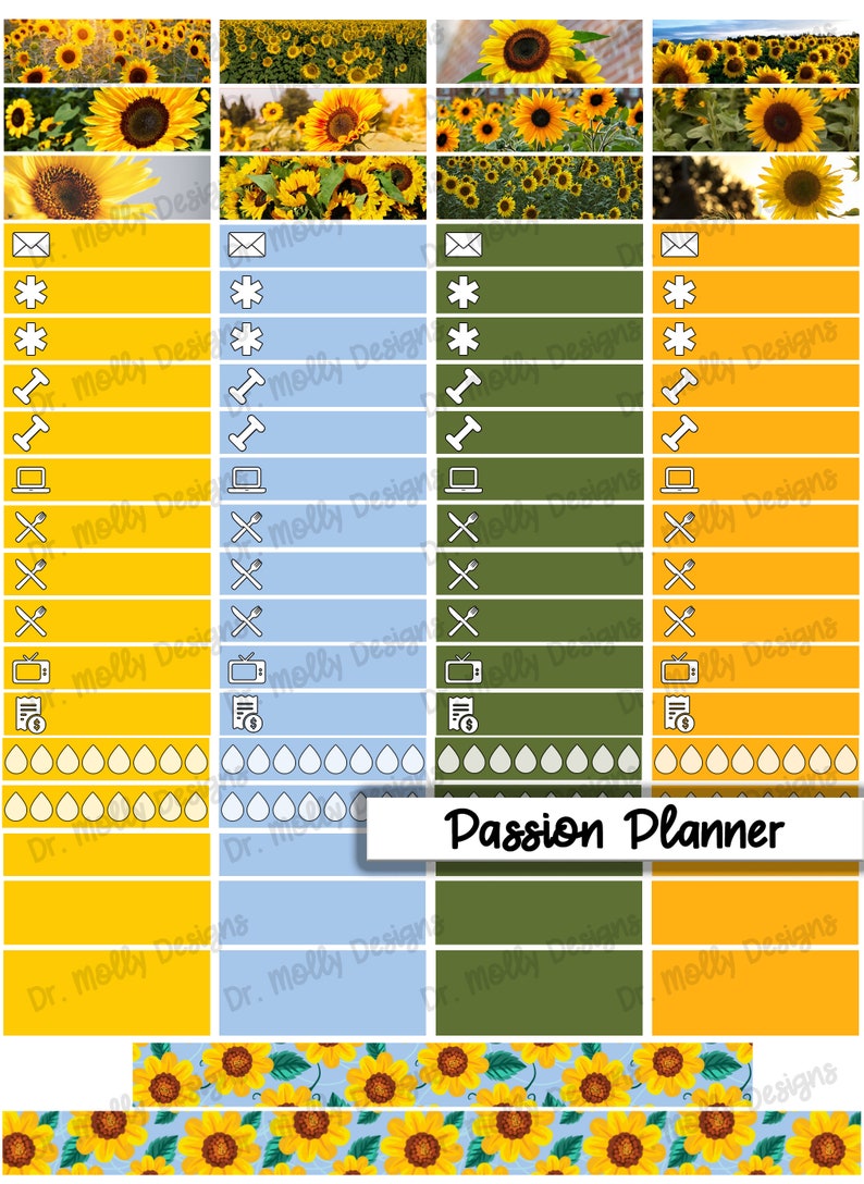 Sunflowers Passion Planner Printable Weekly Planner Sticker - Etsy Canada
