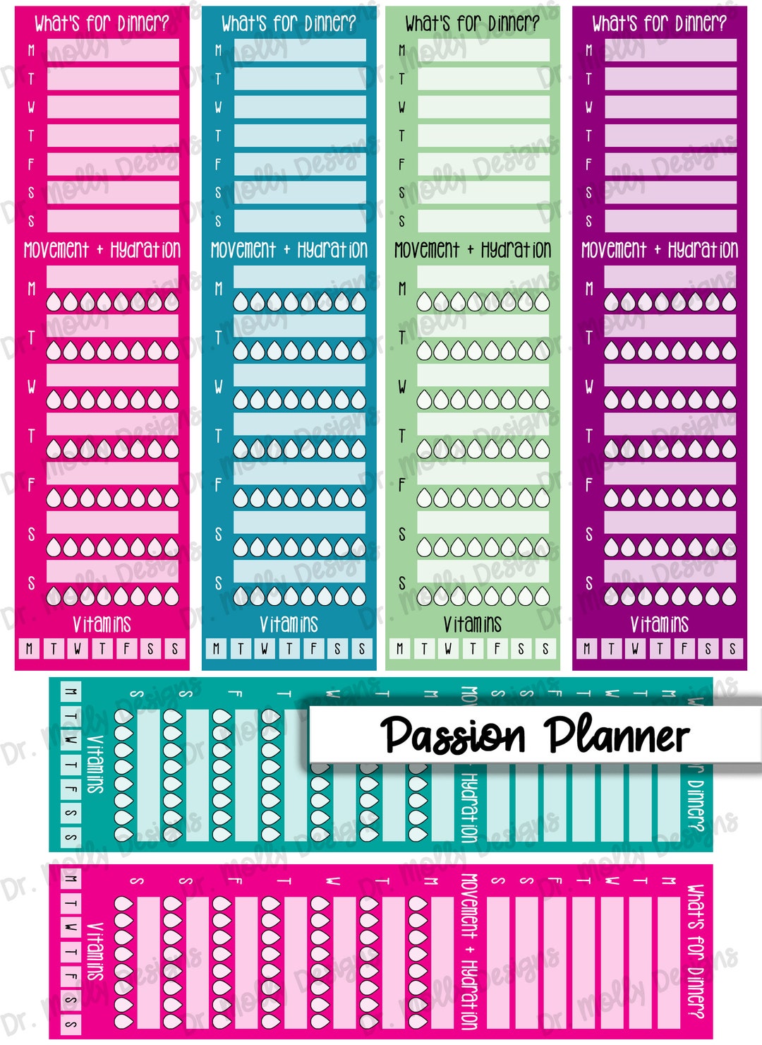 Bright Sidebars | Medium Passion Planner Printable Planner Stickers ...