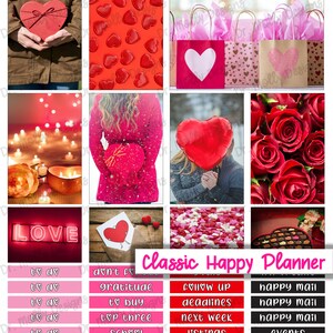 Valentine&#39;s Day | Printable Weekly Planner Stickers | Printable Happy Planner Stickers | HP Sticker | Weekly HP Layout | Heart | February