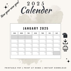 Printable Calendar 2025 | Minimalist iPad Planner | A4 | Letter Size | Instant Download PDF | Printable Monthly | Minimalist | Landscape
