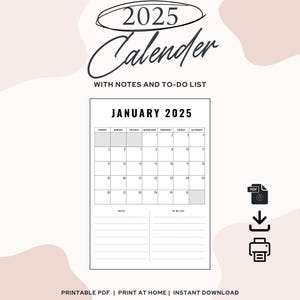 2025 Calendar 2025 Monthly Planner Portrait Elegant Monthly Calendar Sunday Start 2025 A4 Letter Size Wall Calendar PRINTABLE PDF
