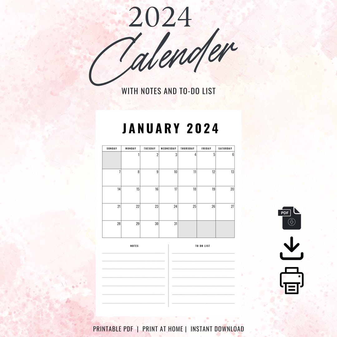 Printable Calendar 2024 | Minimalist iPad Planner | A4 | Letter Size ...