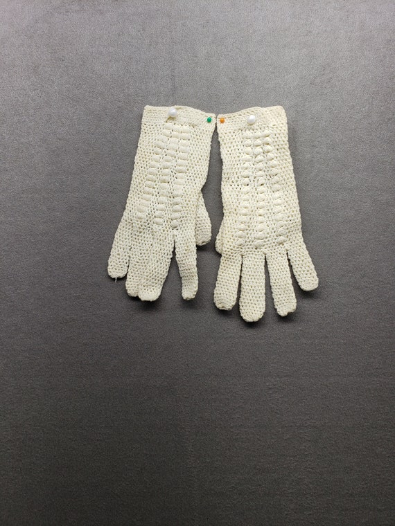 Vintage VTG Ladies 50s-60s White Knitted Gloves Pe