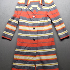Vintage VTG R & K Knit 1960 1970 Dress grey orange yellow cream 620