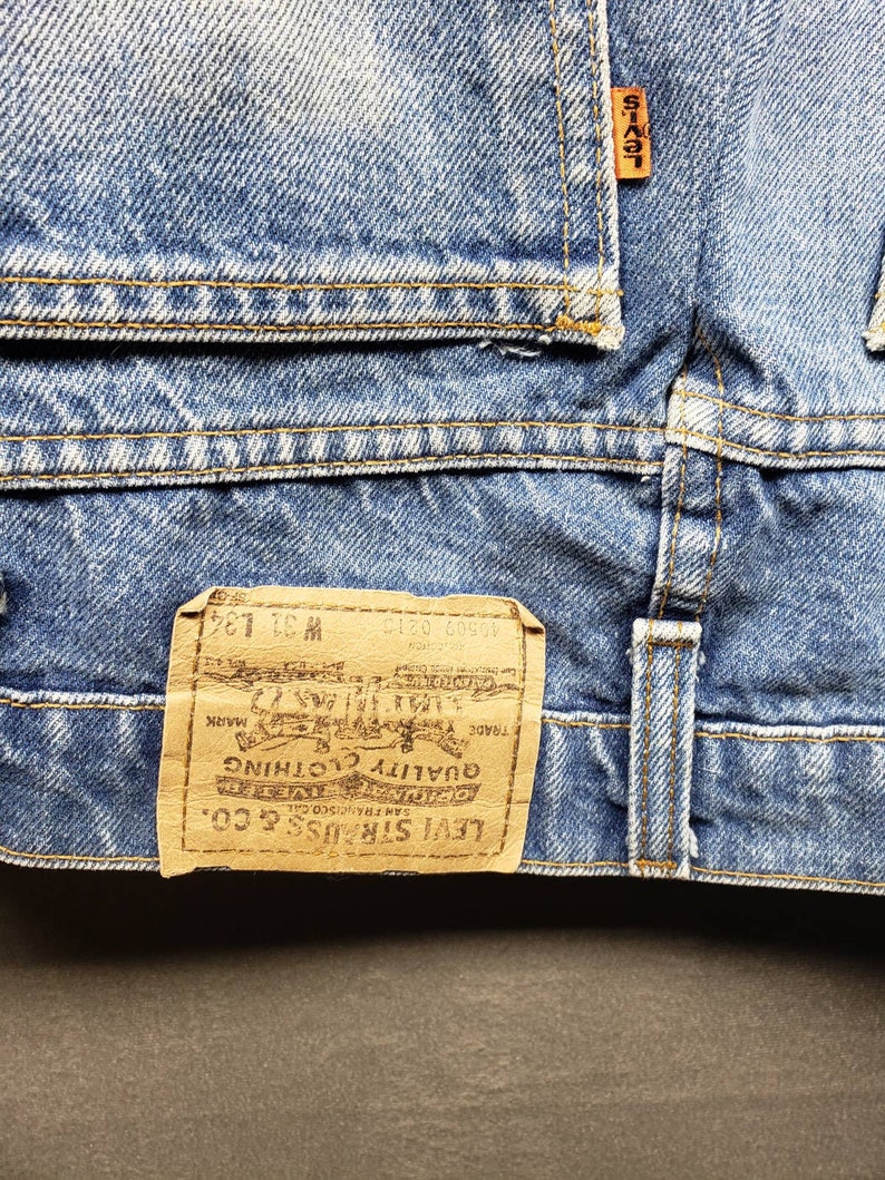 Vintage Orange Tab Unique Custom Made Vest From Jeans With ...