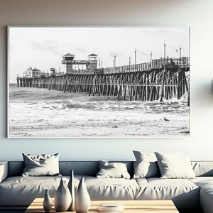 Oceanside Pier Fine Art Wall Print Black & White Wooden Pier in Oceanside California, Beach Photography