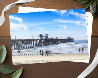 Surfers At The Wooden Oceanside Pier 4x6 Photo Postcard, California Pacific Ocean Photograph Postcrossing